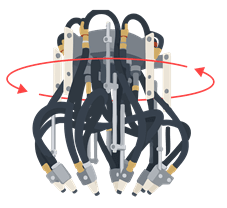 air blast nozzle manipulation