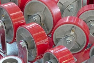 rubber wheels molded to aluminum hub